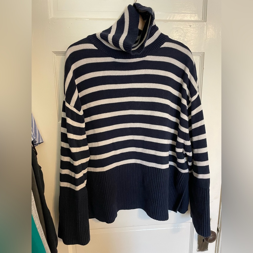 Gap Navy Striped Turtleneck Sweater